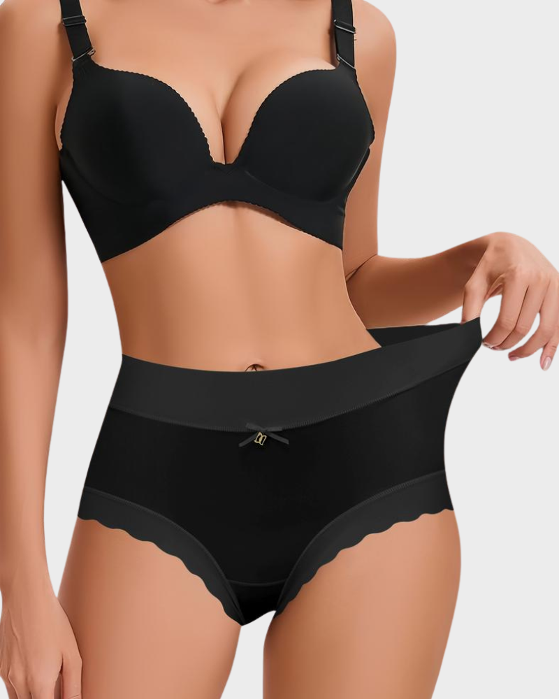 Silky High-Waist Seamless Briefs With Scalloped Edges (6 pack)